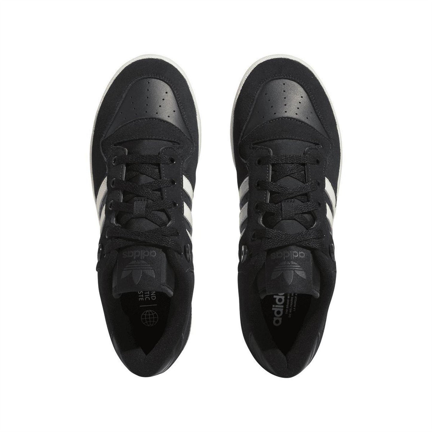 Black-Grey-White - Lifestyle - Adidas Mens Rivalry Leather Flat Trainers