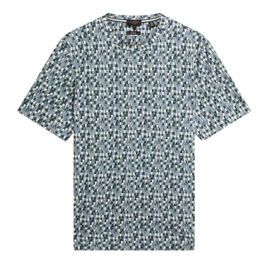 Sky Blue - Front - Ted Baker Mens Geo Abstract Regular T-Shirt