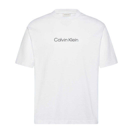 White - Front - Calvin Klein Mens Crew Neck Oversized T-Shirt