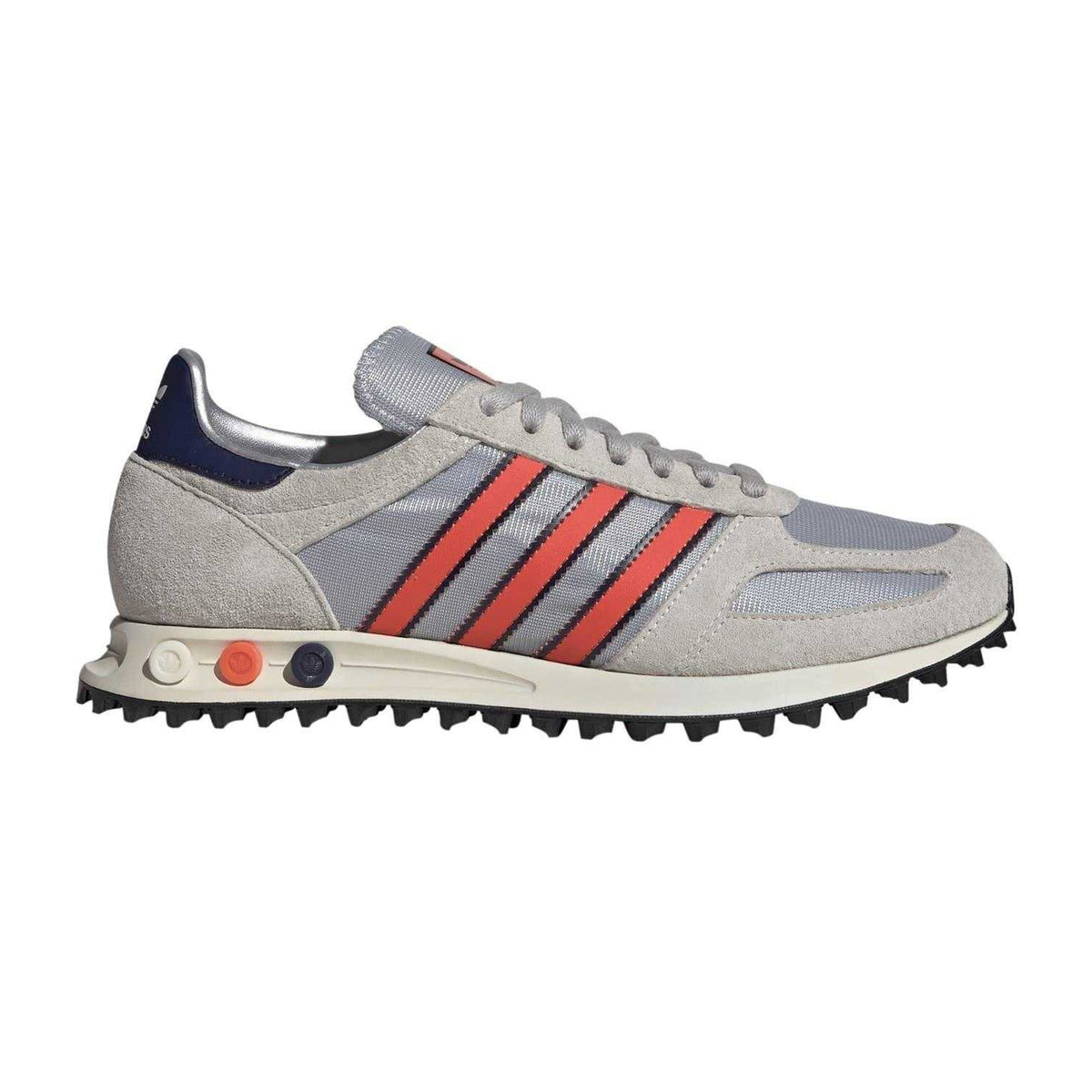 Silver-Red - Side - Adidas Mens OG Suede Running Trainers