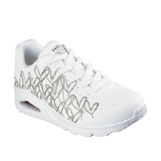 White-Gold - Front - Skechers Womens-Ladies Goldcrown Glitter Heart Trainers