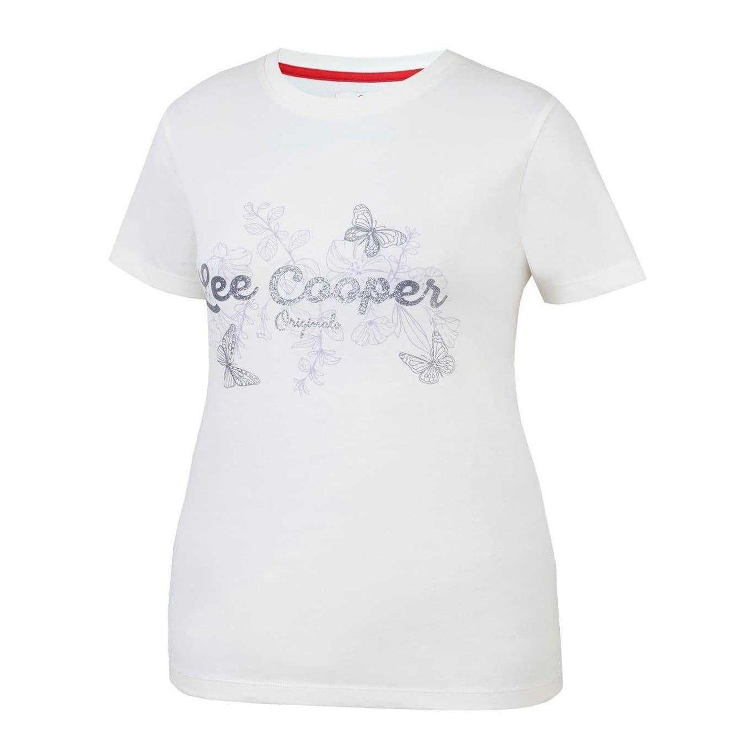 Cream - Side - Lee Cooper Womens-Ladies Classic T-Shirt
