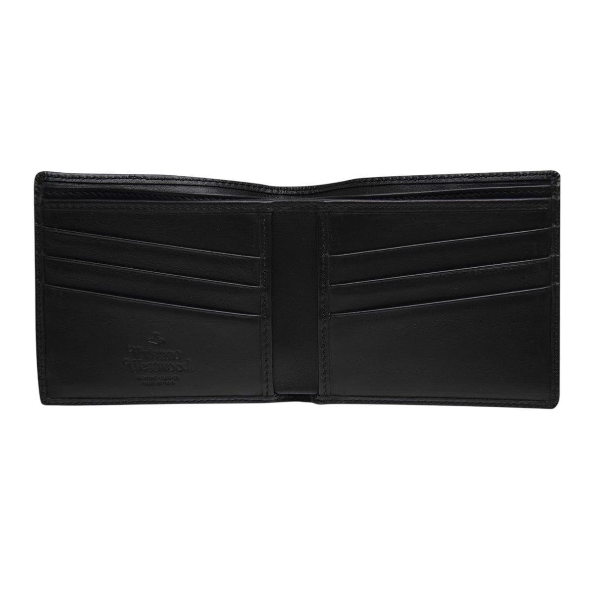 Black - Side - Vivienne Westwood Saturn Orb Embossed Leather Wallet