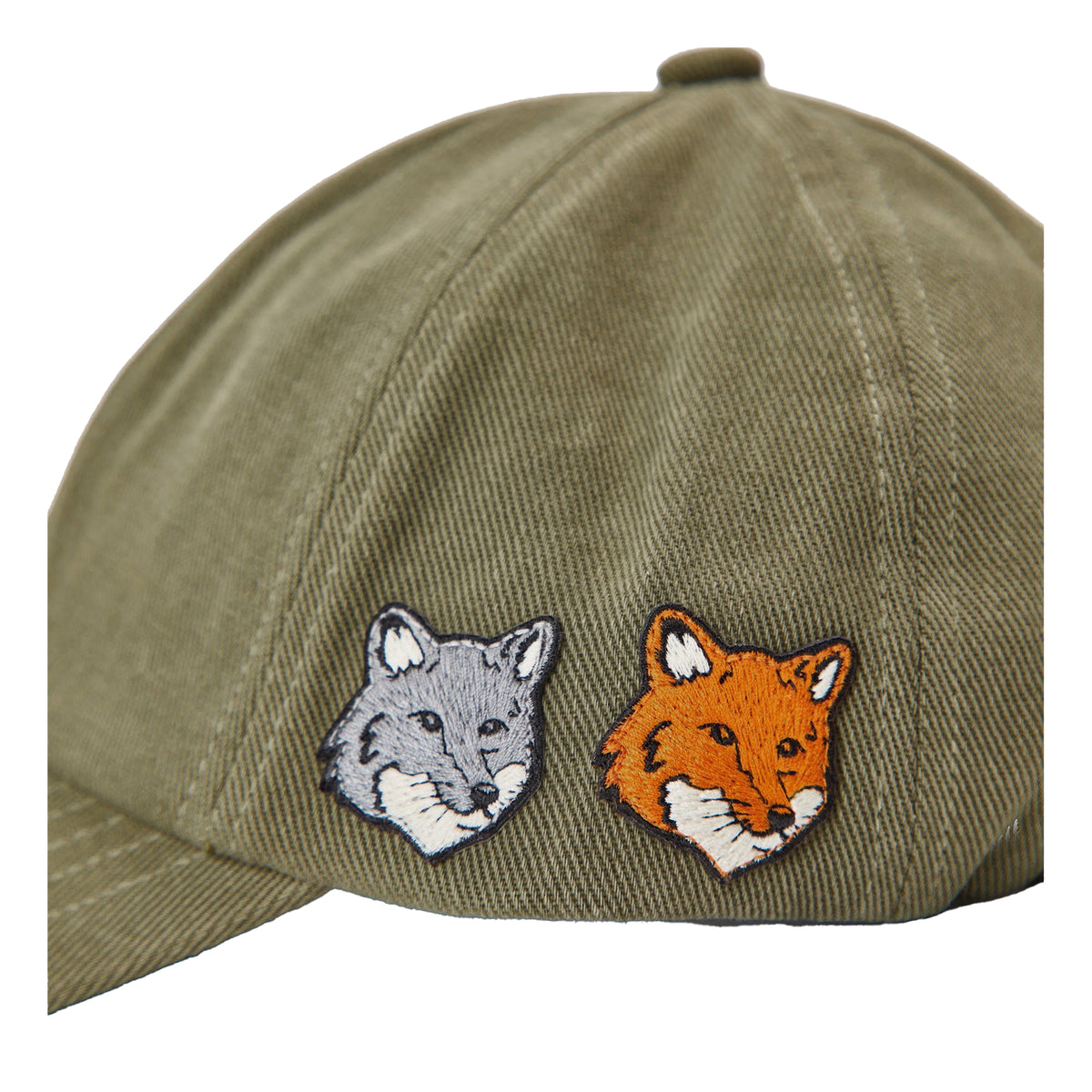 Green - Side - Maison Kitsuné Mens Double Fox Head Baseball Cap