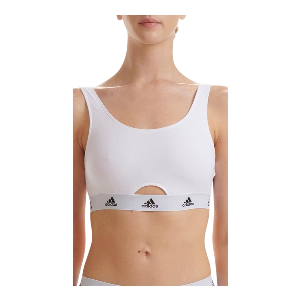 White - Side - Adidas Womens-Ladies Cotton Scoop Neck Comfort Bralette