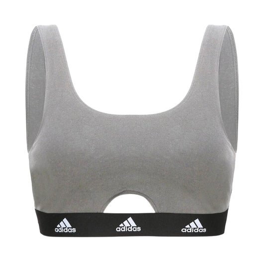 Heather Grey - Front - Adidas Womens-Ladies Cotton Scoop Neck Comfort Bralette
