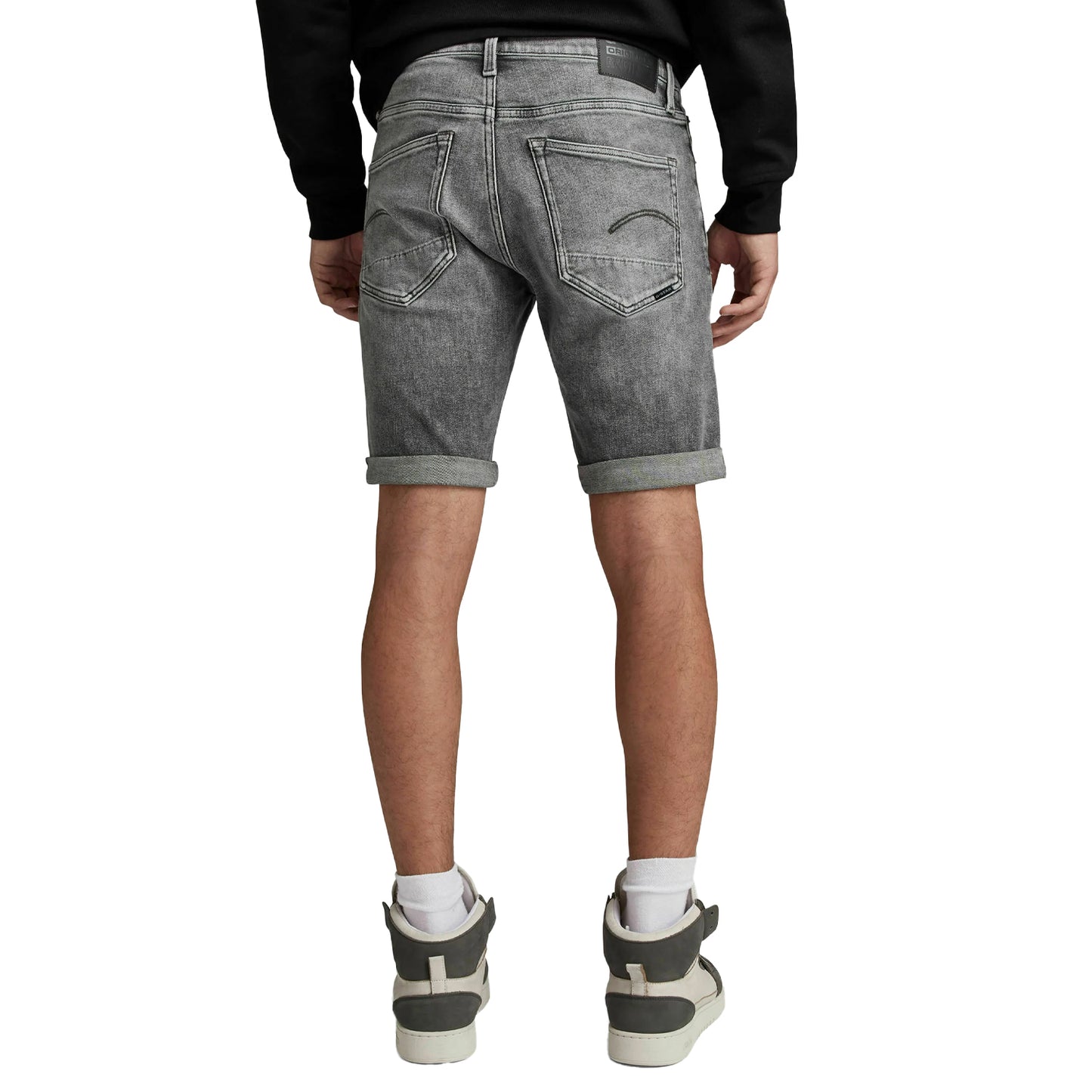 Faded Grey - Close up - G-Star Mens 3301 Denim Slim Shorts
