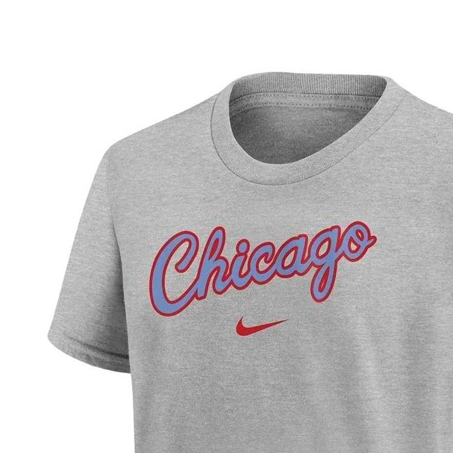 Grey-Red-Blue - Side - Nike Childrens-Kids NBA City Edition Essential Chicago Bulls T-Shirt
