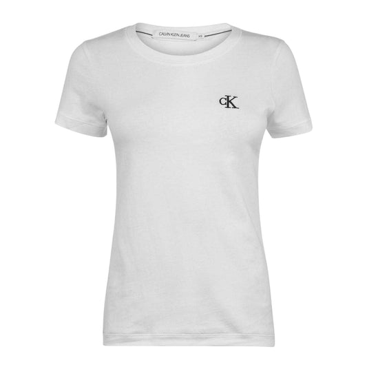 Bright White - Front - Calvin Klein Womens-Ladies Cotton Slim Short-Sleeved T-Shirt