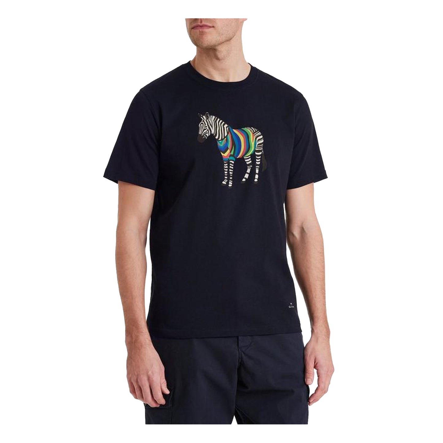 Navy - Side - Paul Smith Mens Zebra Crew Neck Regular T-Shirt
