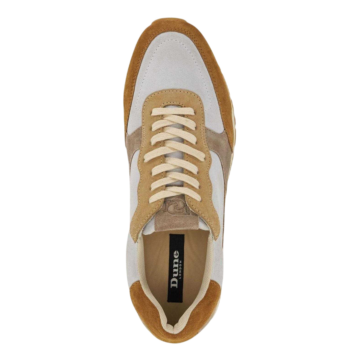 Taupe - Lifestyle - Dune London Mens Treaty Textured Suede Flat Trainers