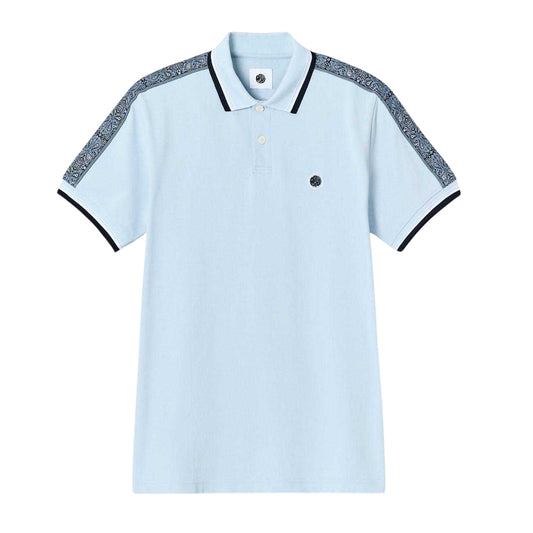 Light Blue - Front - Pretty Green Mens Paisley Regular Polo Shirt