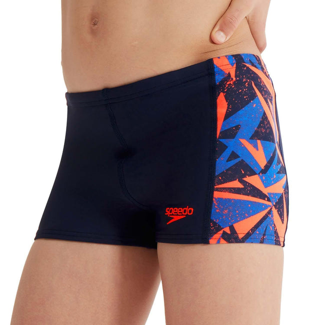 Navy-Orange - Side - Speedo Boys Hyper Boom Panel Jammer Shorts