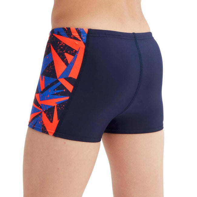 Navy-Orange - Back - Speedo Boys Hyper Boom Panel Jammer Shorts