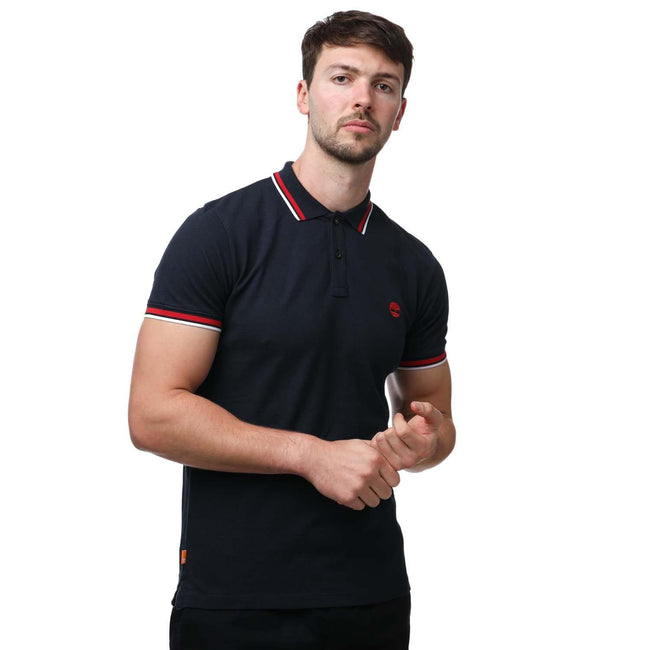 Navy - Front - Timberland Unisex Adult Tipped Short-Sleeved Polo Shirt