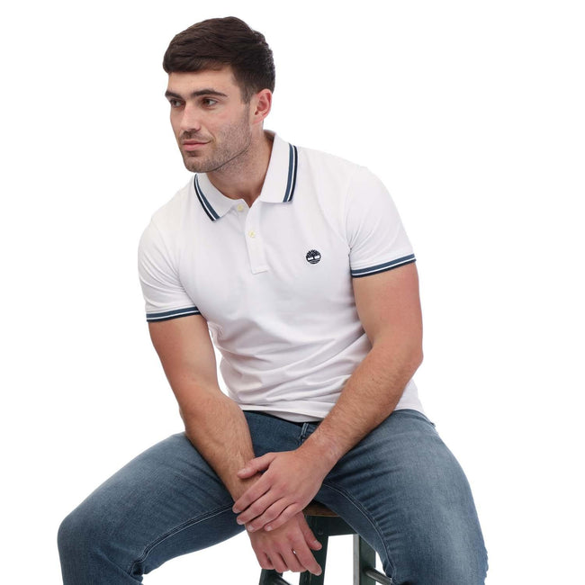 White - Lifestyle - Timberland Unisex Adult Tipped Short-Sleeved Polo Shirt