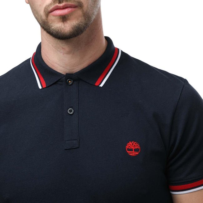 Navy - Side - Timberland Unisex Adult Tipped Short-Sleeved Polo Shirt