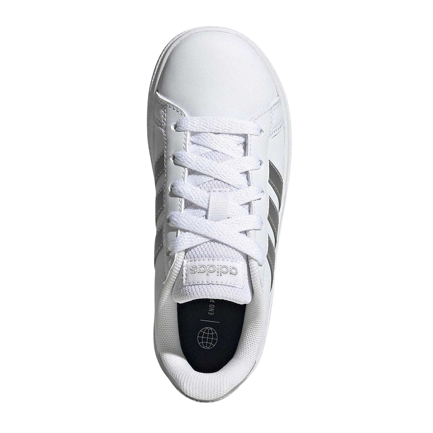 White-Silver - Pack Shot - Adidas Childrens-Kids Grand Court 2.0 Trainers