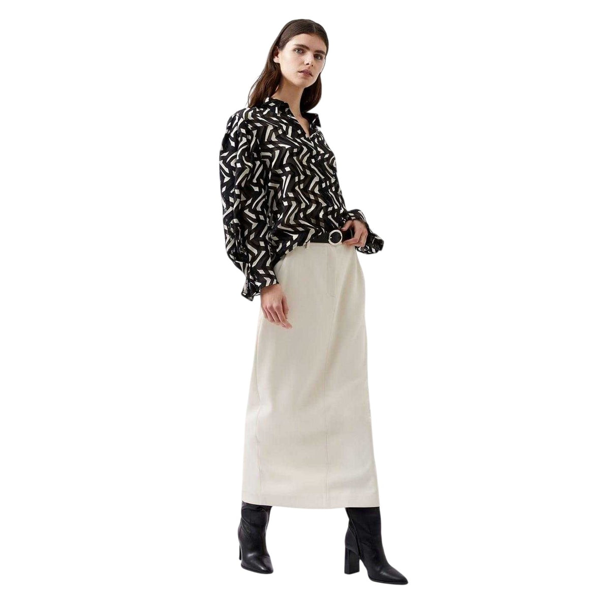 Black-Cream - Lifestyle - French Connection Womens-Ladies Diandra Long-Sleeved Blouse