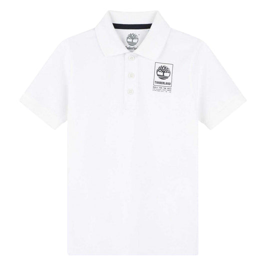 White - Front - Timberland Childrens-Kids Logo Regular Polo Shirt
