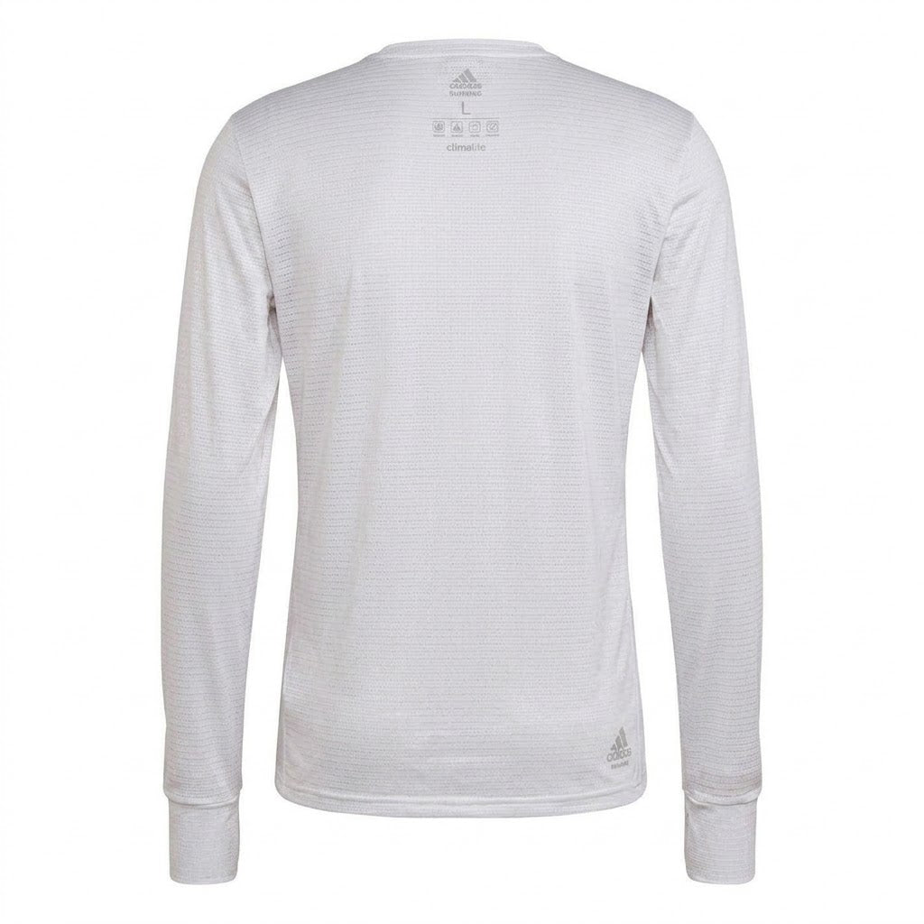White - Back - Adidas Mens Performance Long-Sleeved Running T-Shirt