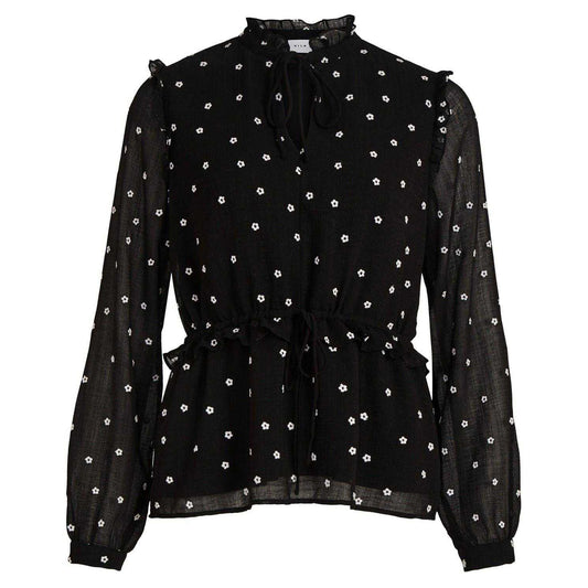 Black - Front - Vila Womens-Ladies Siffa Floral Regular Bishop Blouse