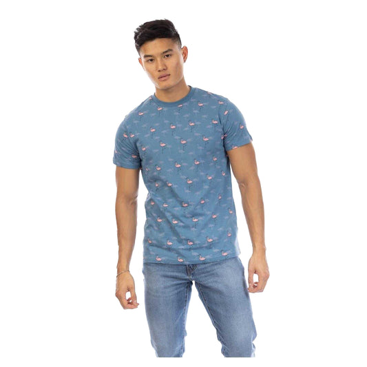 Multicoloured - Front - Peter Werth Mens Flamingo All-Over Print T-Shirt