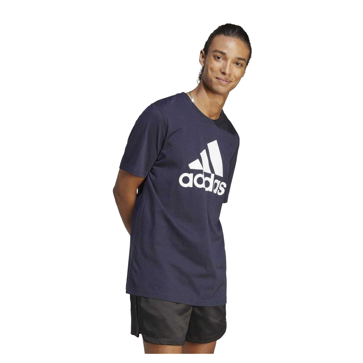 Navy - Side - Adidas Mens Big Logo T-Shirt