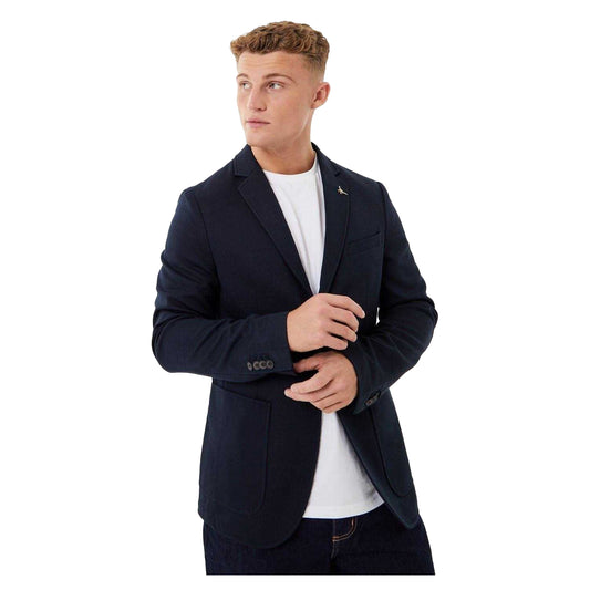 Navy - Front - Jack Wills Mens Logo Jersey Blazer