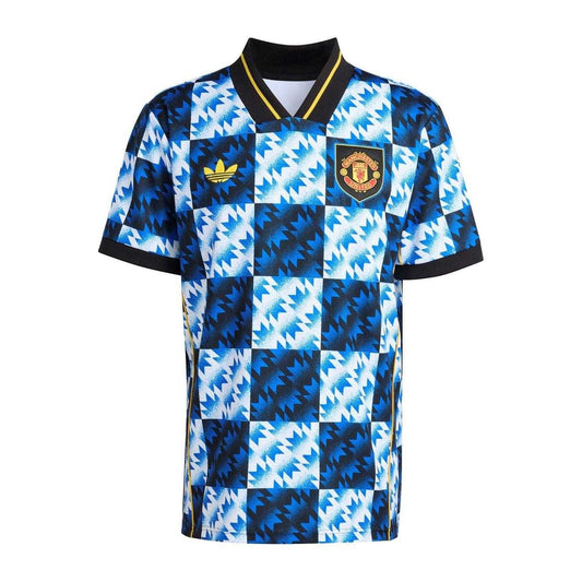 Black-White-Blue - Front - Manchester United FC Mens LFSTLR Adidas Shirt