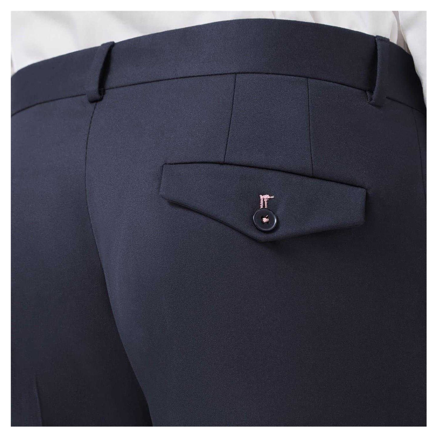 Navy - Side - Twisted Tailor Mens Ellroy Skinny Formal Trousers