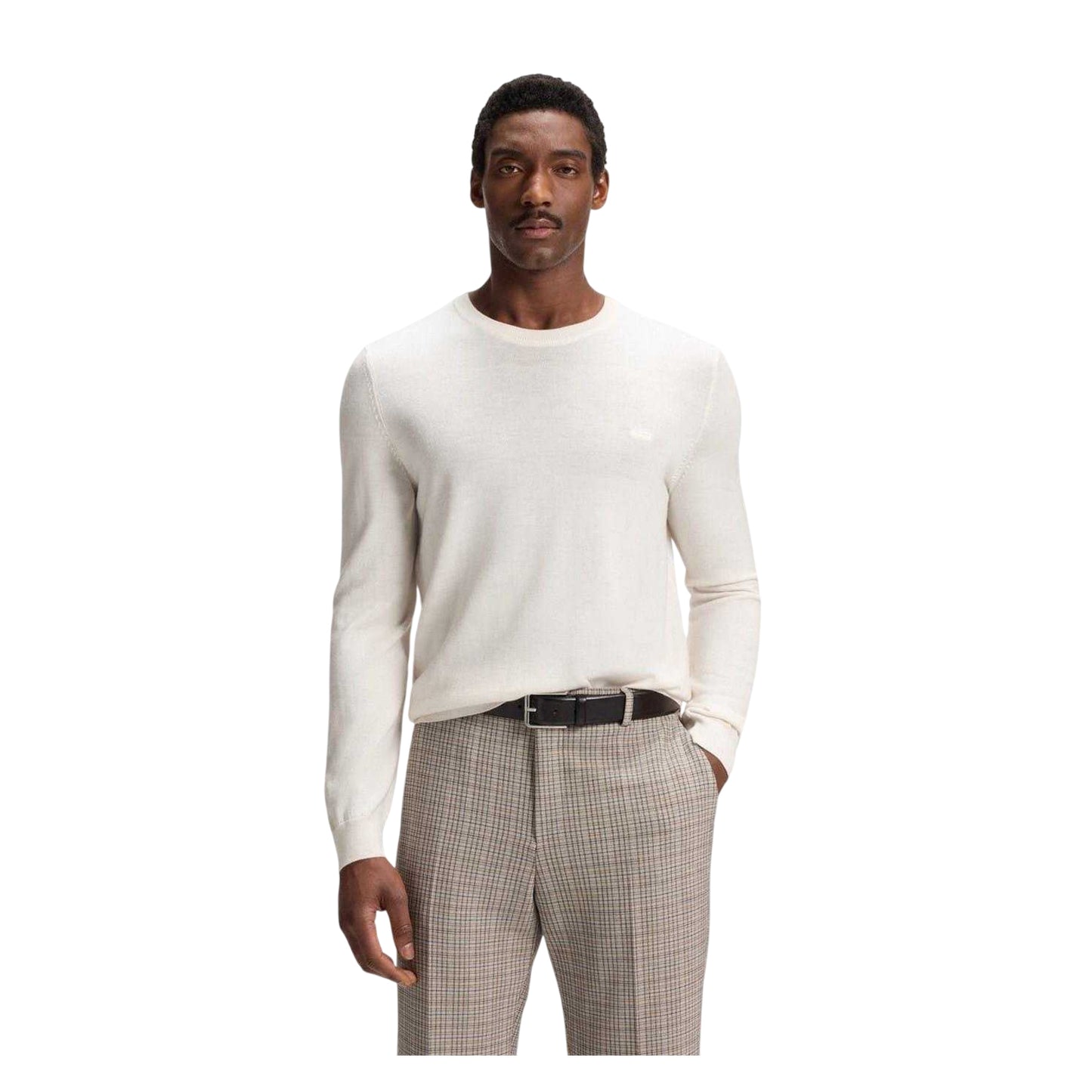 White - Lifestyle - Boss Mens Logo Jumper