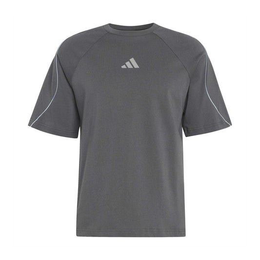 Grey-Blue - Front - Adidas Mens Contrast Piping Regular T-Shirt