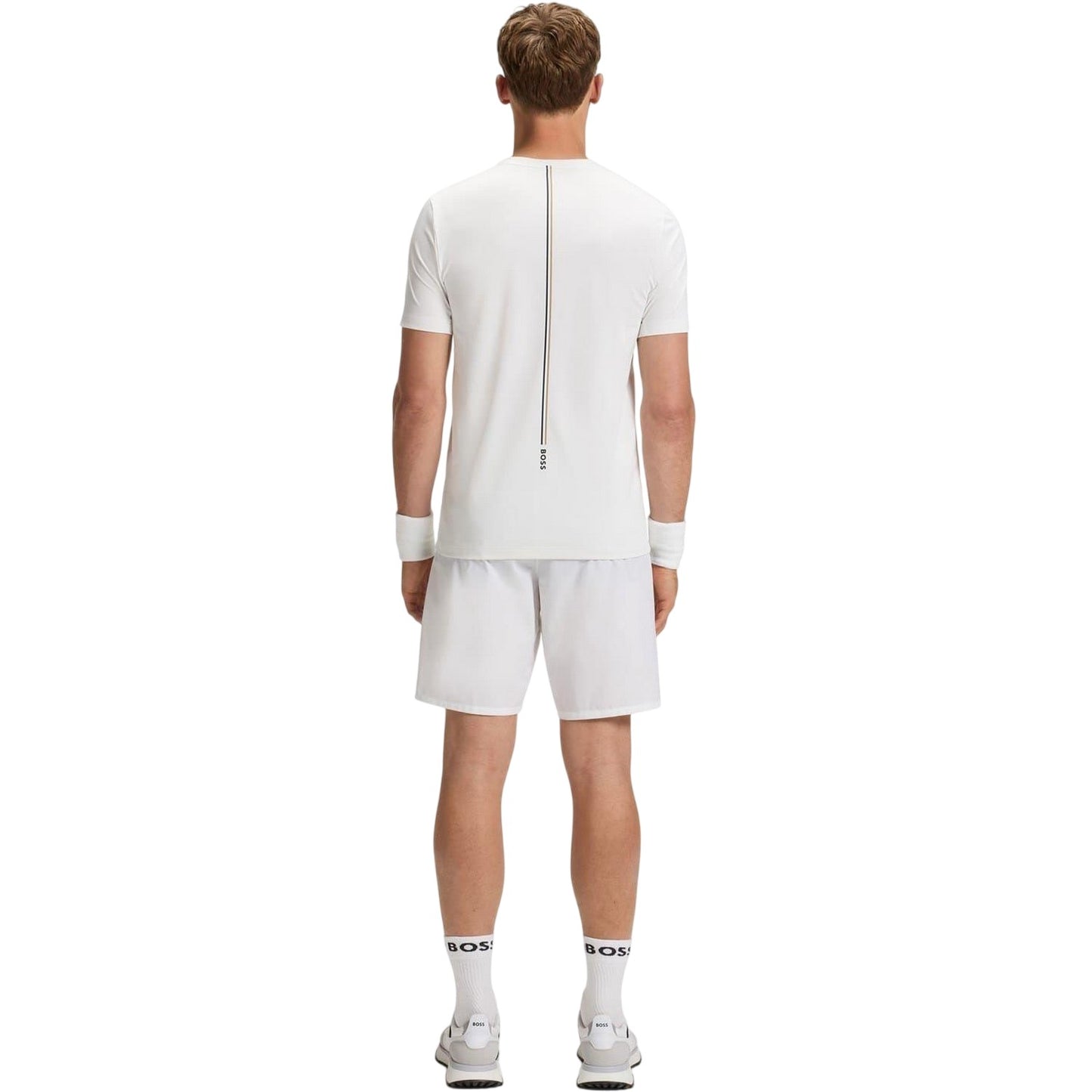White - Close up - Boss Mens Toc Stripe Pique Slim T-Shirt