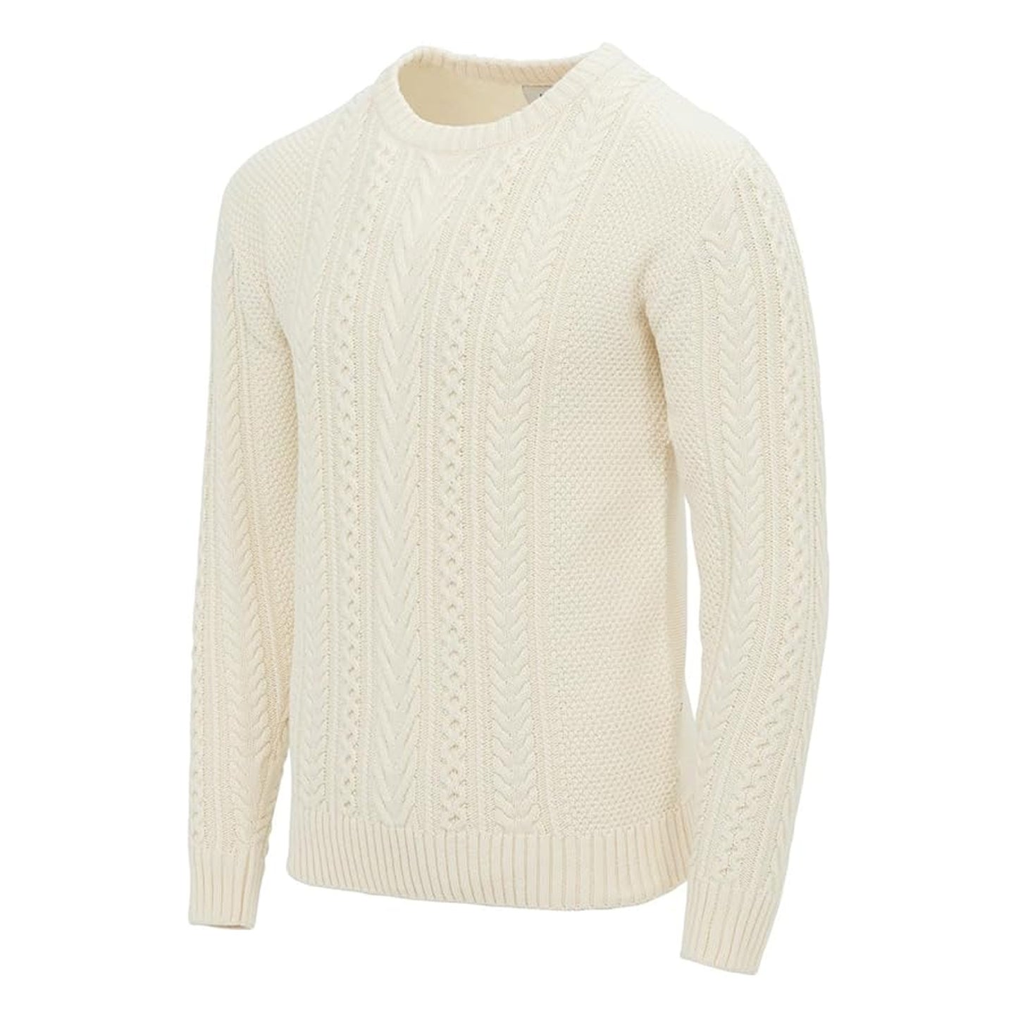 Ecru - Side - Firetrap Mens Cable Knit Cotton Jumper
