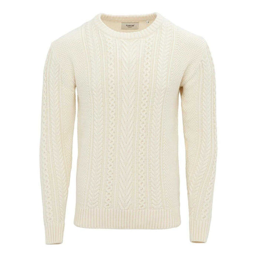 Ecru - Front - Firetrap Mens Cable Knit Cotton Jumper