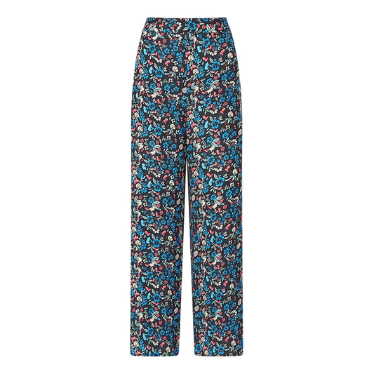 Blue - Front - Yumi Womens-Ladies Floral Trousers