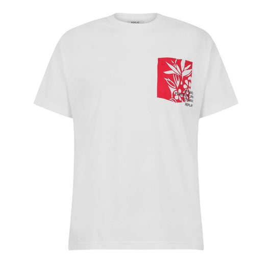 White - Front - Replay Mens Hawaiian Regular T-Shirt