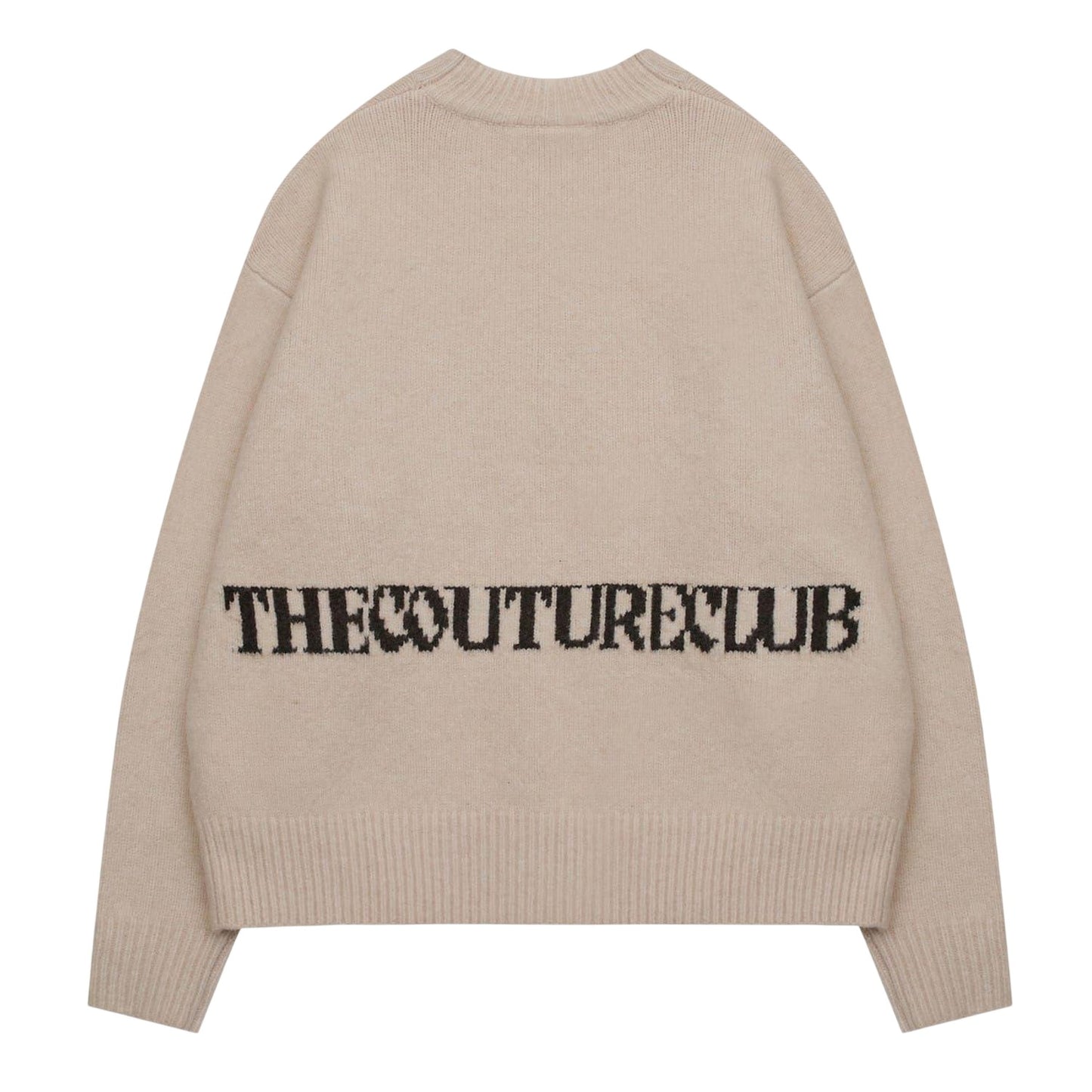 Beige - Back - Couture Mens Copyright Brushed Relaxed Fit Jumper