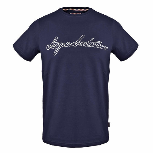 Navy - Front - Aquascutum Mens Script Regular T-Shirt