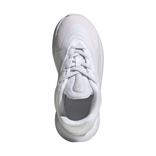 Cloud White-Almost Pink-Almost Blue - Front - Adidas Childrens-Kids Ozelia Trainers