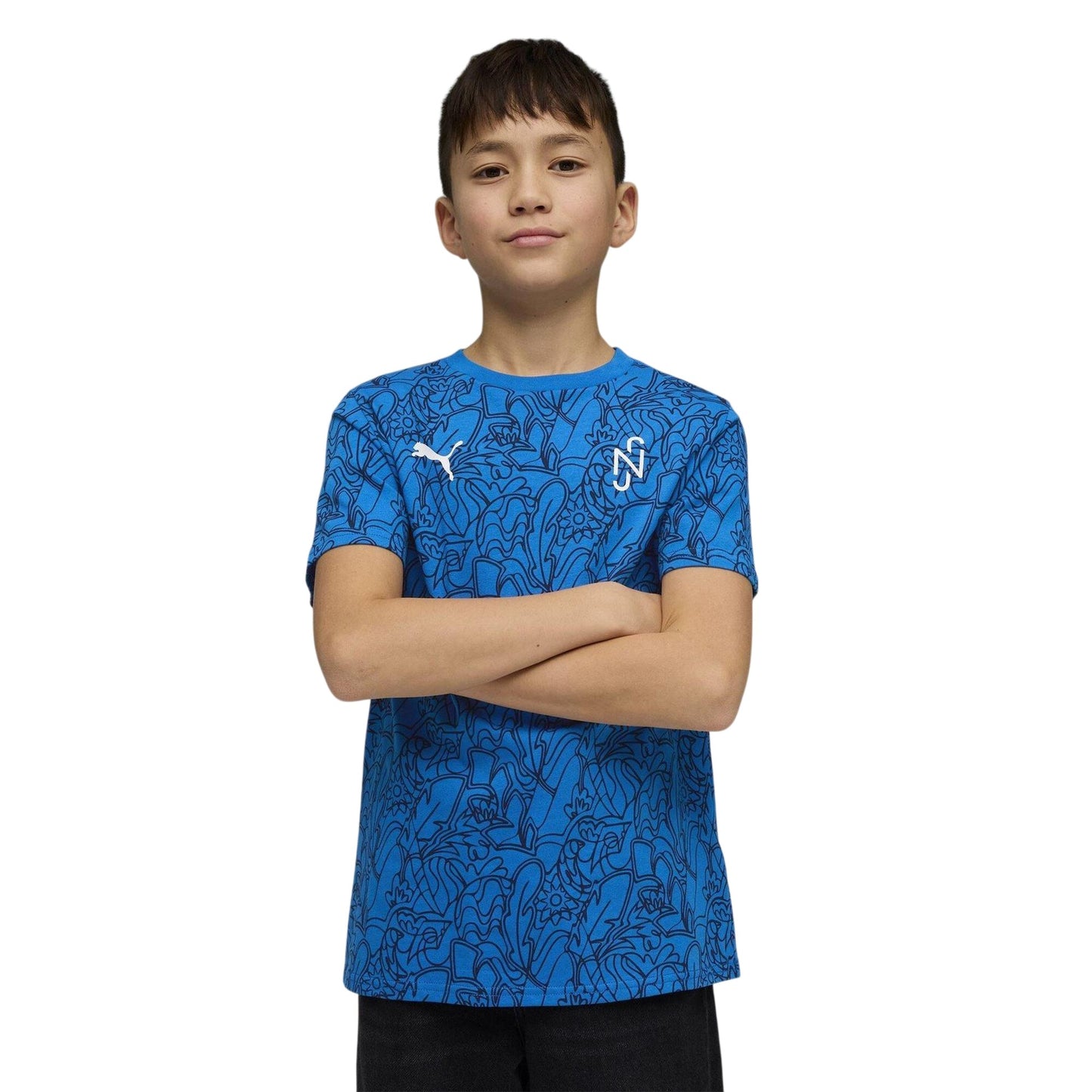 Blue - Side - Puma Childrens-Kids Neymar Printed Regular T-Shirt