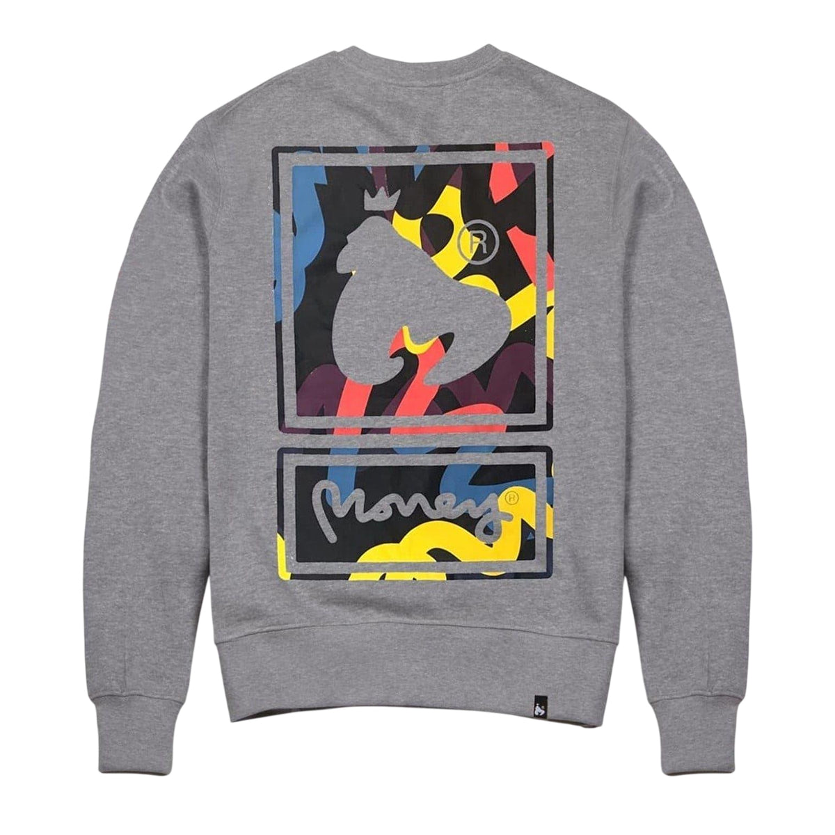 Grey Melange - Back - Money Unisex Adult Vice Embroidered Logo Sweatshirt