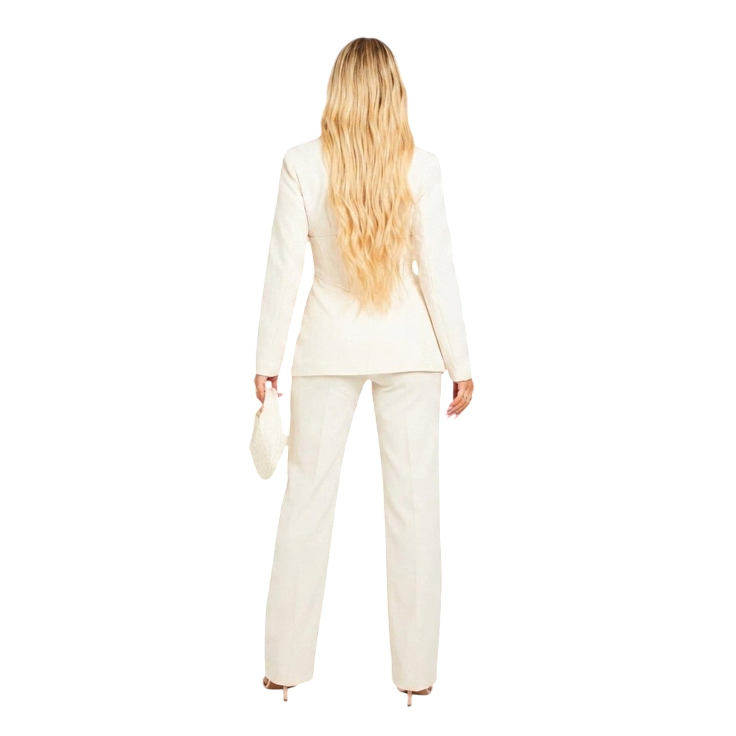 White - Back - Missy Empire Womens-Ladies Woven Trousers