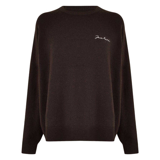 Cocoa - Front - Jack Wills Womens-Ladies Embroidered Logo Crew Neck Jumper