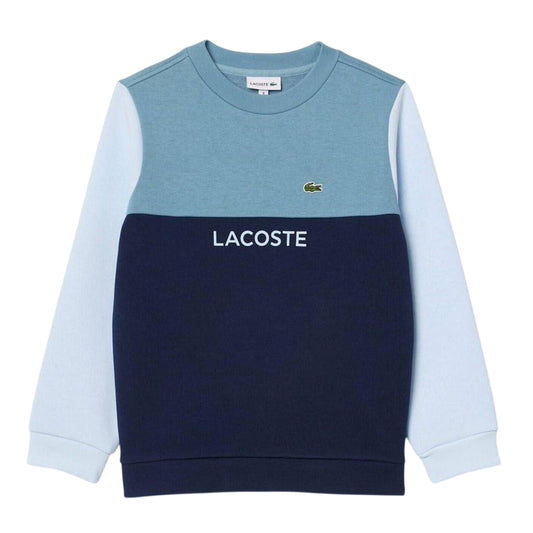 Blue - Front - Lacoste Childrens-Kids Colour Block Long-Sleeved Sweatshirt