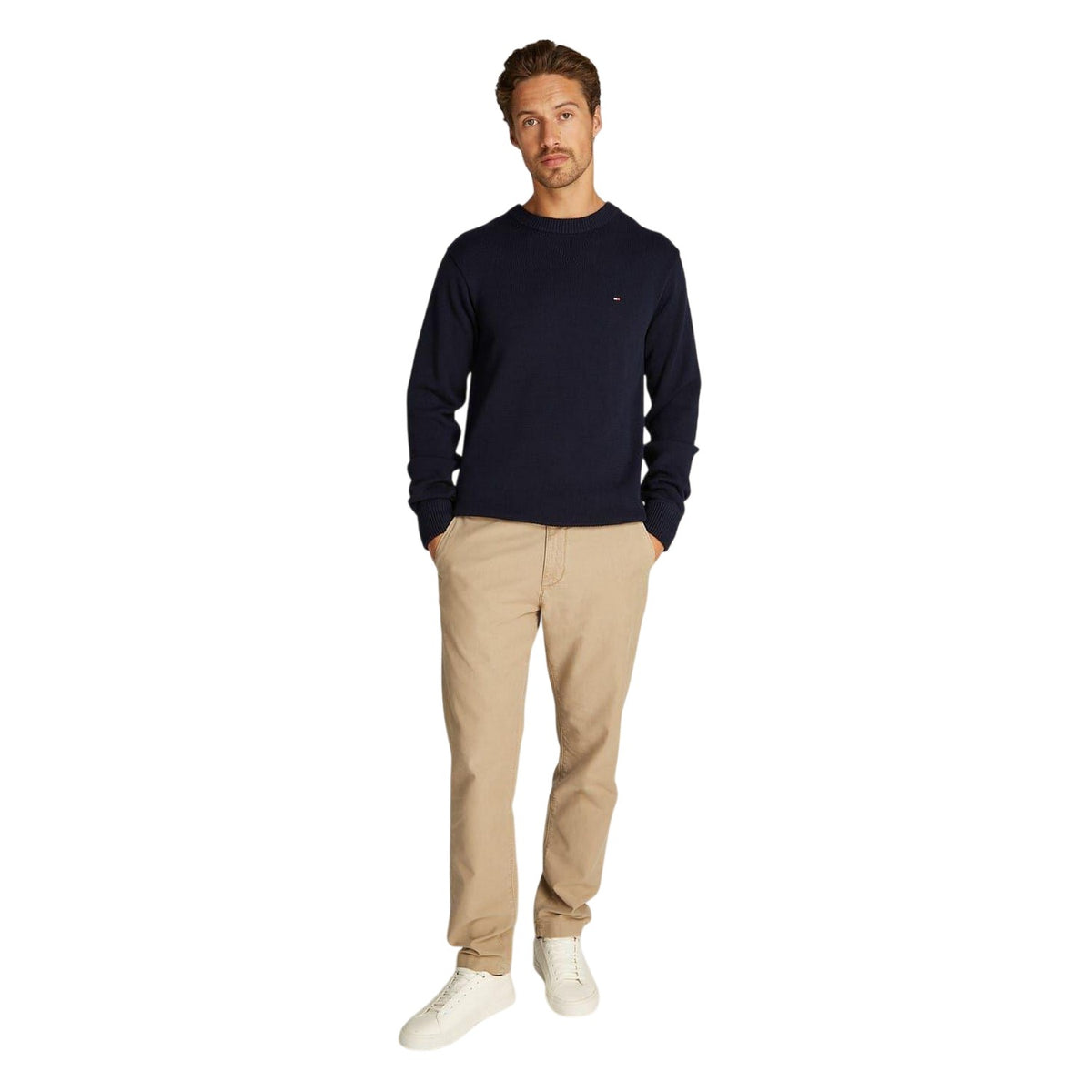 Sky Blue - Pack Shot - Tommy Hilfiger Mens Crew Neck Regular Long-Sleeved Jumper