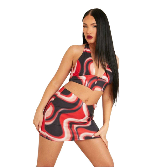 Red - Front - Missy Empire Womens-Ladies Bengaline Crop Top