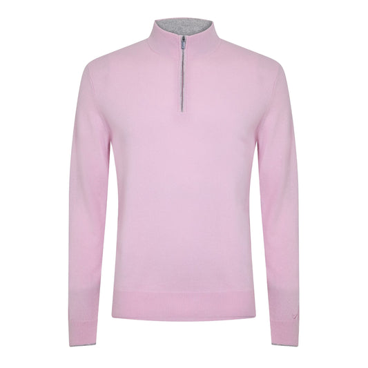 Pink - Front - Callaway Mens Zip Neck Sweater Top