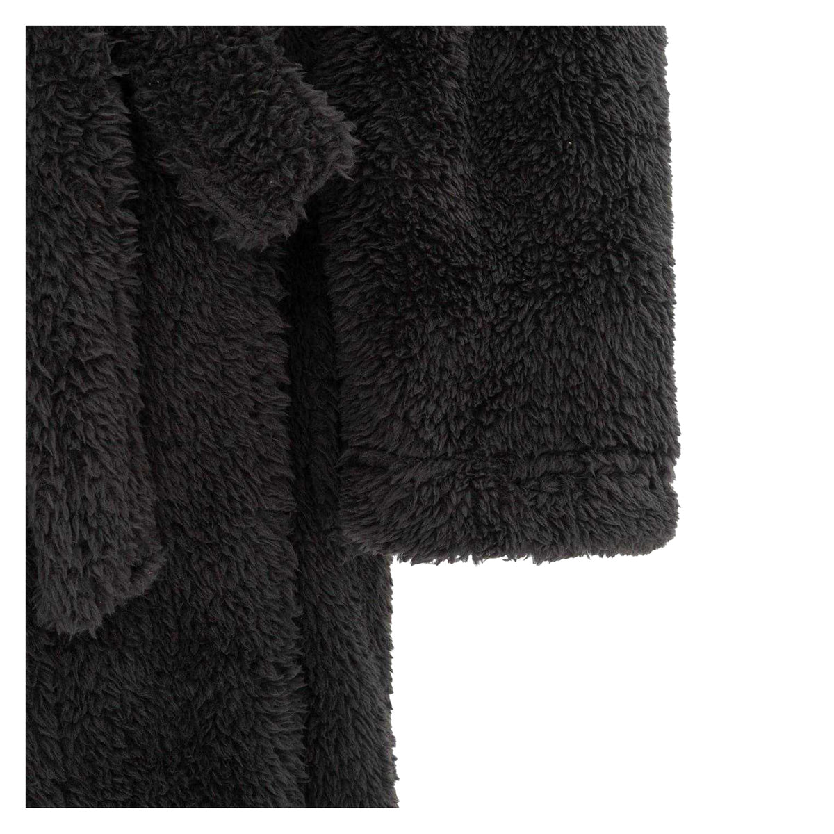 Black - Pack Shot - Howick Mens Plush Fleece Long-Sleeved Robe